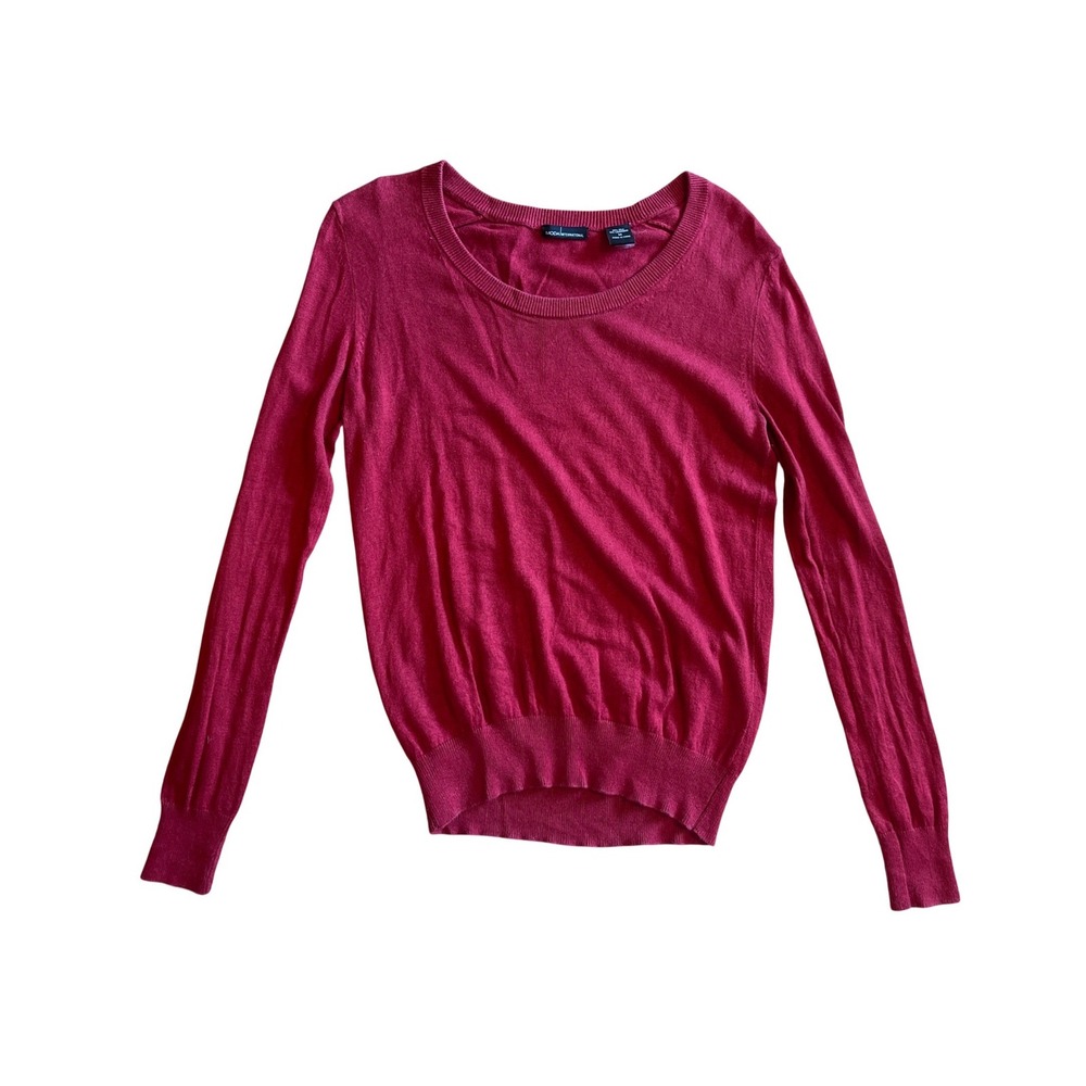 Moda International Silk Cashmere Blend Scoop Neck Sweater Deep Red Medium